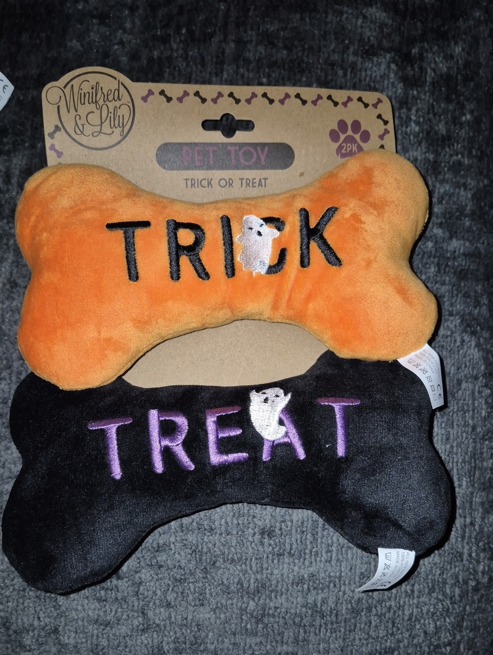 Halloween Stuffed Dog Bones Toys - New